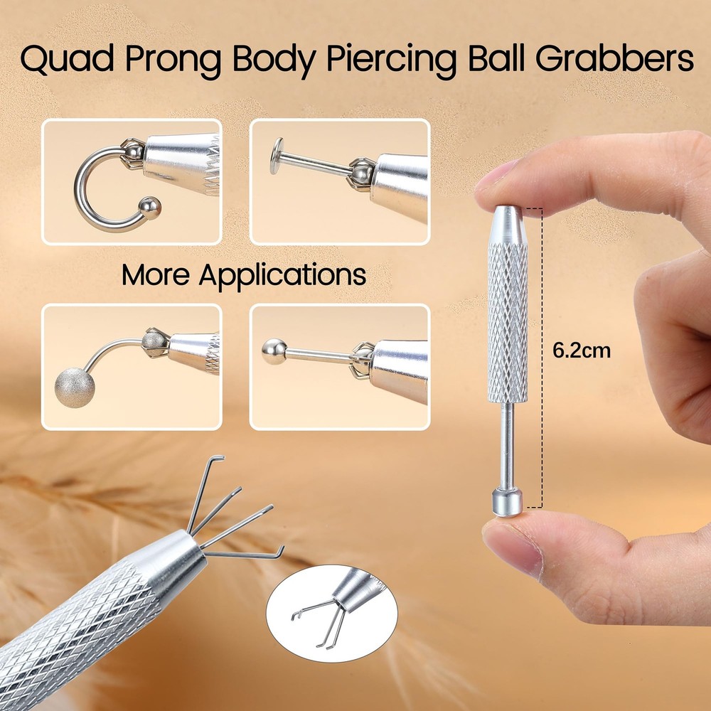 Piercing Taper Ball Grabber Changing Tool Set Flat Back Earrings Applicator ...