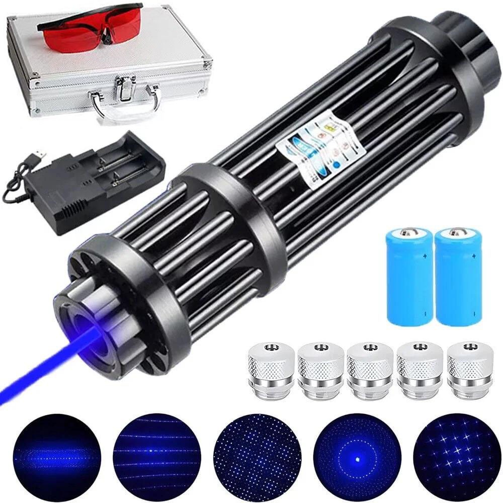 10W Blue Burning Laser Pointer 450-n-m Adjustable Visible Beam Dot Light US