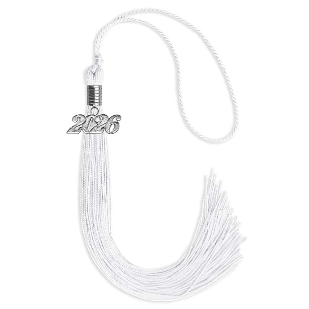 Endea Graduation White Tassel With Silver Date Drop