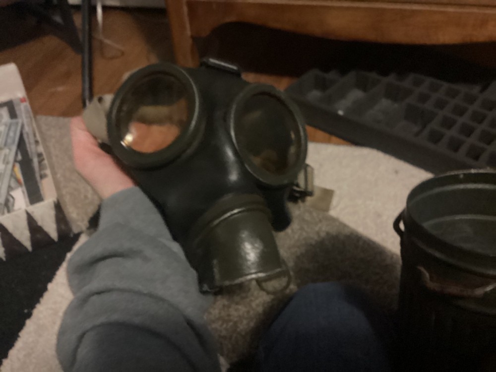 WW2 German GM38 Gas Mask Named Unit Marked Set