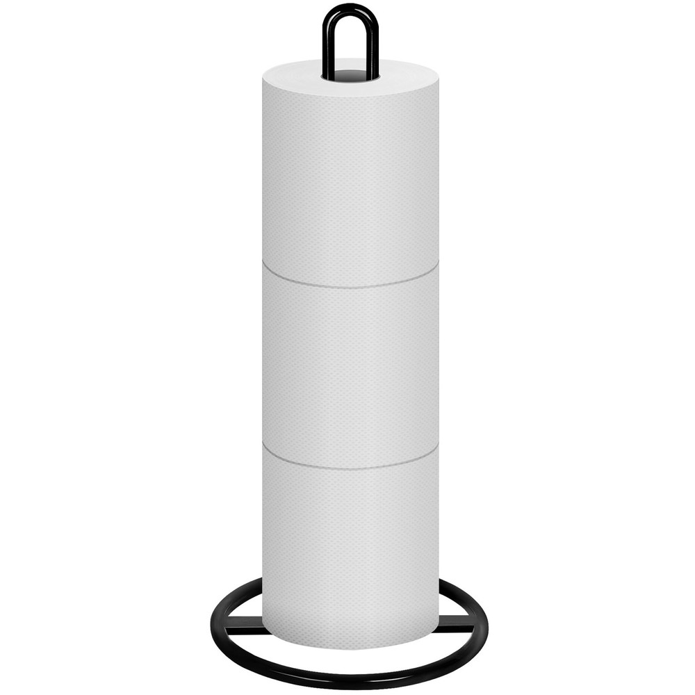 OBODING Black Freestanding Toilet Paper Holder Stand