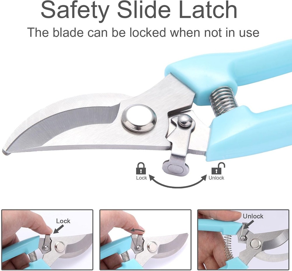 2 Pack Pruning Shears, Stainless Steel Garden Shears, Sharp Bypass & Straight