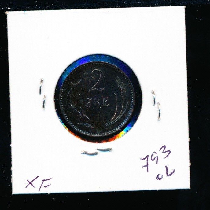 DENMARK - 2 ORE - 1889 - XF - #7982 - SHARP - STRIKE
