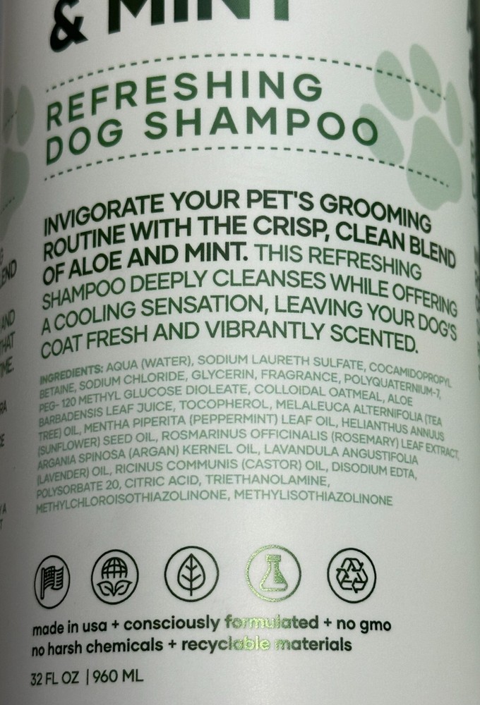 (2-Pack) SMITH & McCLOUD ~ ALOE & MINT Refreshing INVIGORATING DOG SHAMPOO 960ml