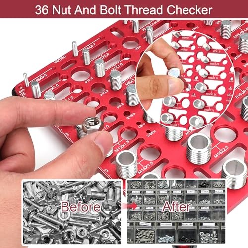 Thread Checker, 55 Bolt Size and Thread Gauge, Bolt 55 Thread Checker Red