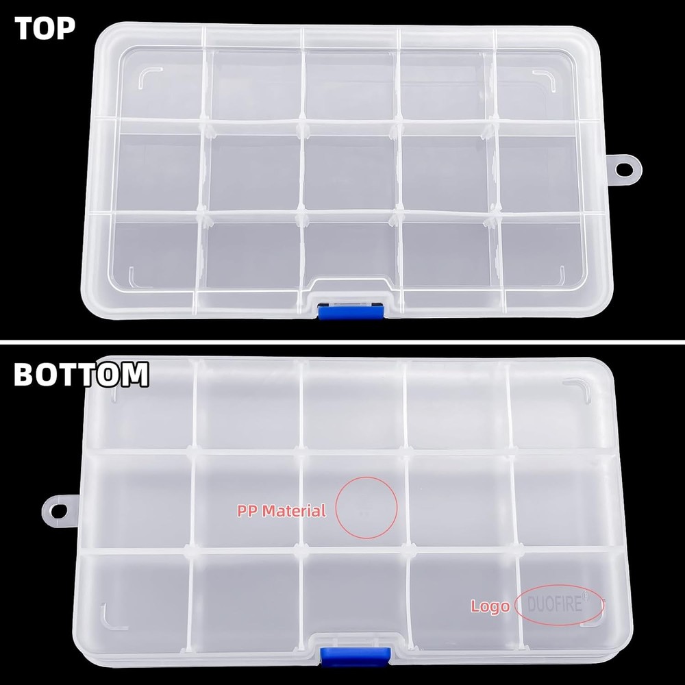 DUOFIRE Plastic Organizer Container Storage Box Adjustable 3 pack, white