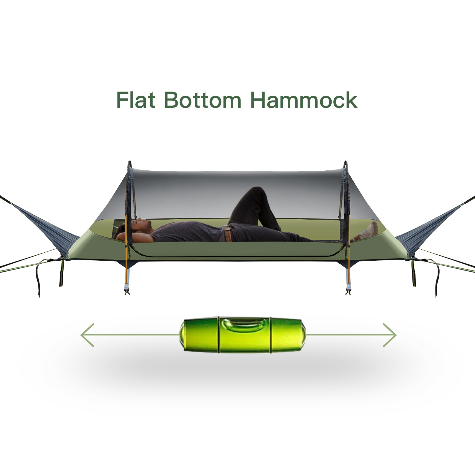 1/2 Person Camping Flat Lay Hammock Tent with Mosquito Net and Fly Hanging Bed