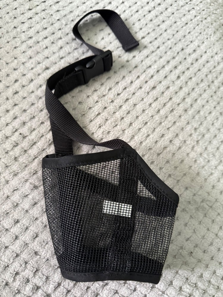 "Adjustable Black Mesh Muzzle for Dogs - Breathable and Comfortable Training Aid