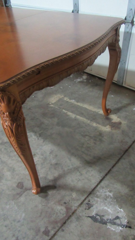 French Antique Dining Room Kitchen Table Carved