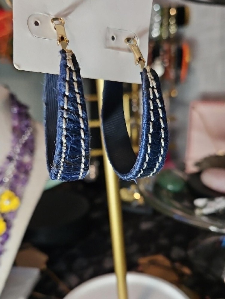 Chico's Navy Blue Woven Drop Earrings