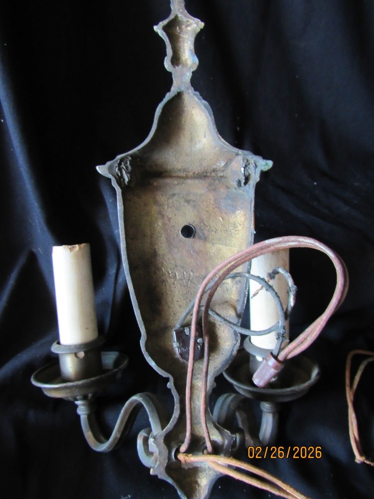 Set 2 Antique Wall Sconce Lights Solid Brass for COMPLETE RESTORATION