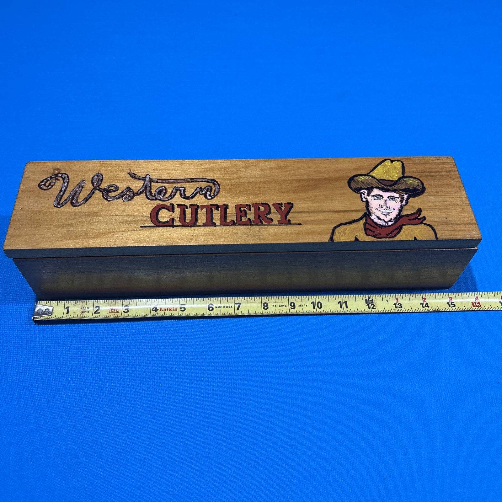 Western Cutlery Knife Storage/Display Box, Hand Painted Vintage Box W/ Clearcoat