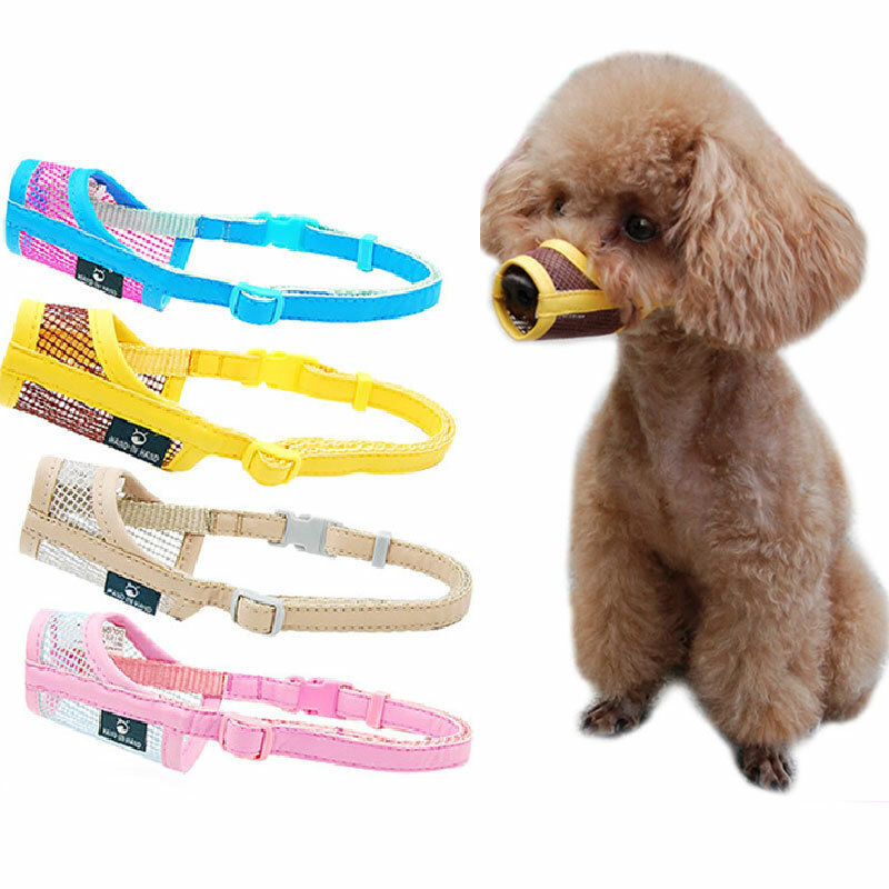 For Small Puppy Dog Muzzle Medium/Large Leatherette Nylon Mesh Muzzle Pet Muzzl⊂