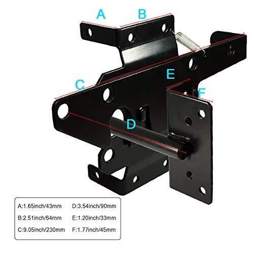 Self-Locking Gate Latch Heavy Duty Post Mount Automatic Gravity Lever Black