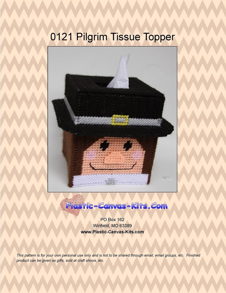 Thanksgiving Pilgrim Tissue Topper-Plastic Canvas Pattern or Kit