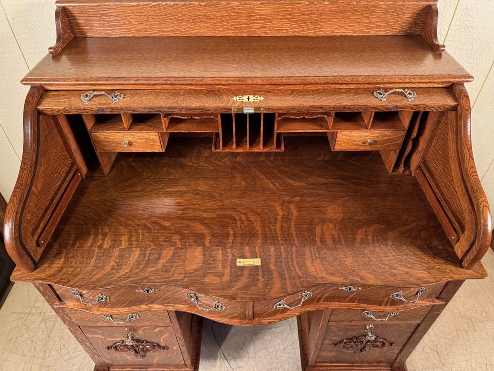 Antique Oak Macey's Roll Top Desk