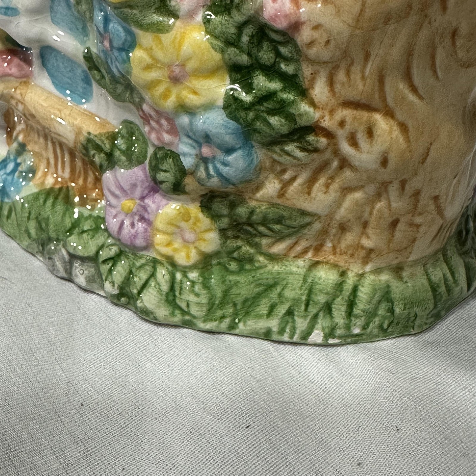 Vintage Mercuries Bunny Cottage House Teapot Ceramic Easter Floral Pastel 1994