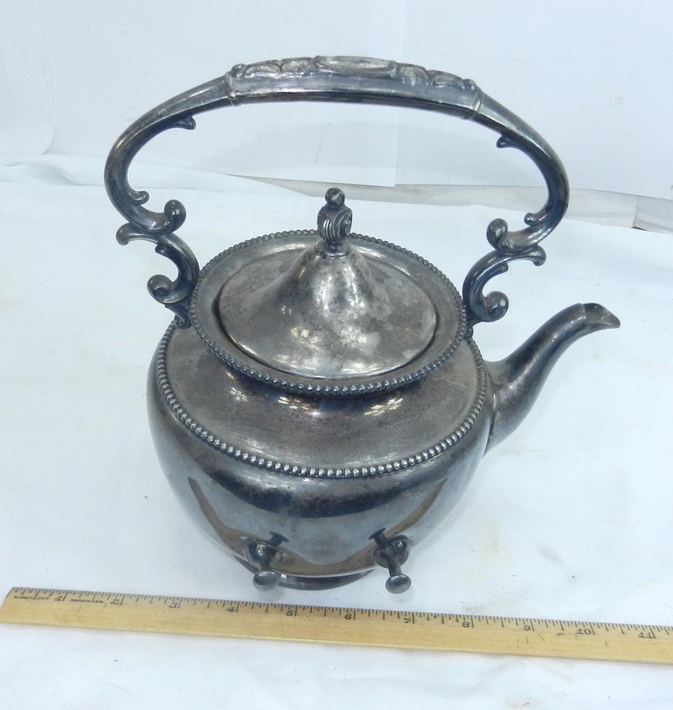 Antique Superior Silver Co 4080 Coffee Tea Pot Tilting Style Silverplate !