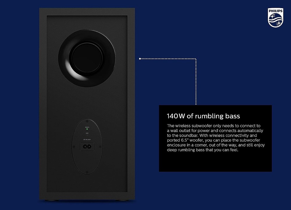 Philips Audio Performance Soundbar Speaker with Wireless Subwoofer - Black