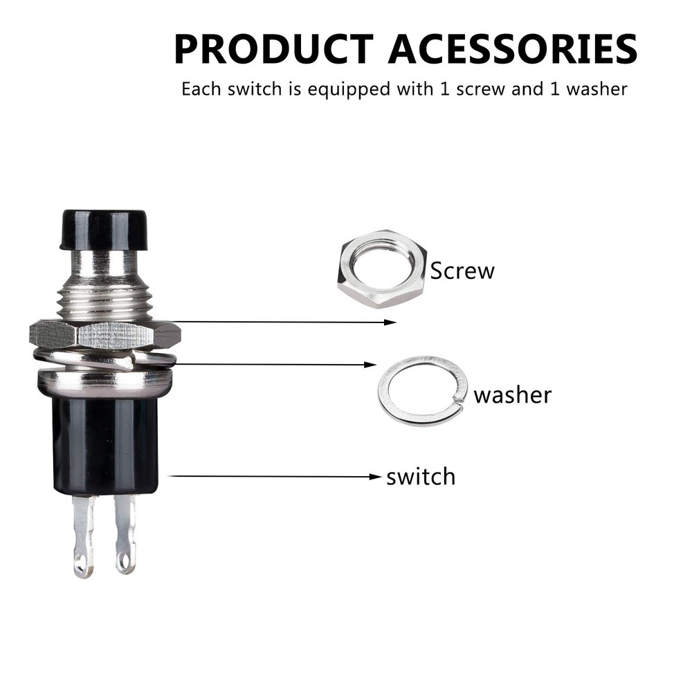 Momentary Push Button Switch, SPST Mini Micro Push Button Switch Normal Close...