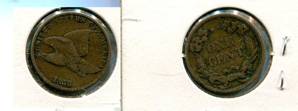1858 LL FLYING EAGLE PENNY VF 829T