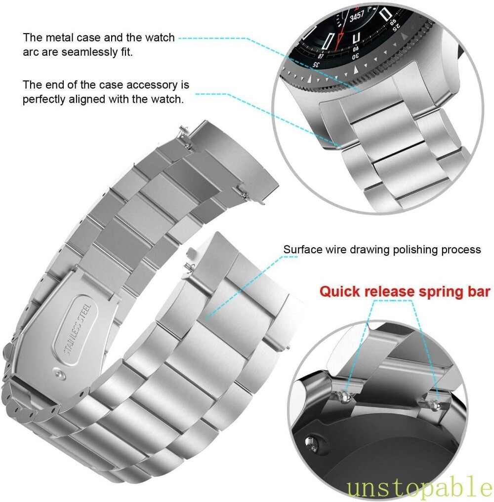 18/20/22/24mm Metal Watch Band Strap Replacement Stainless Steel Wrist Bracelet