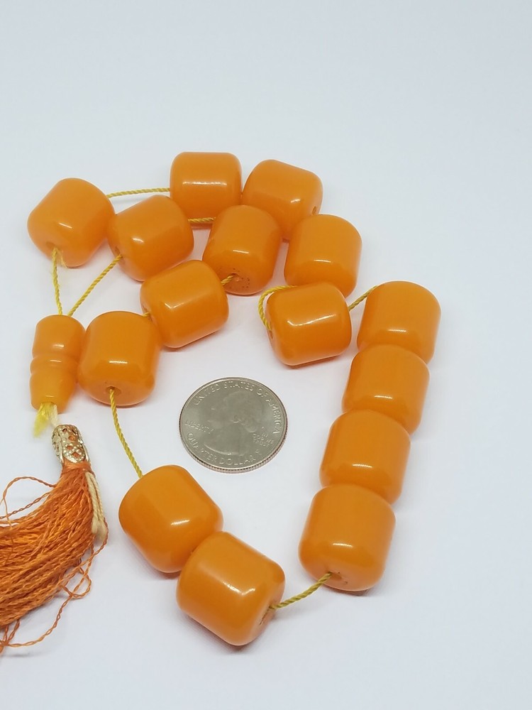 Vintage Egg Yolk Lucite Plastic Praying Beads Tassel