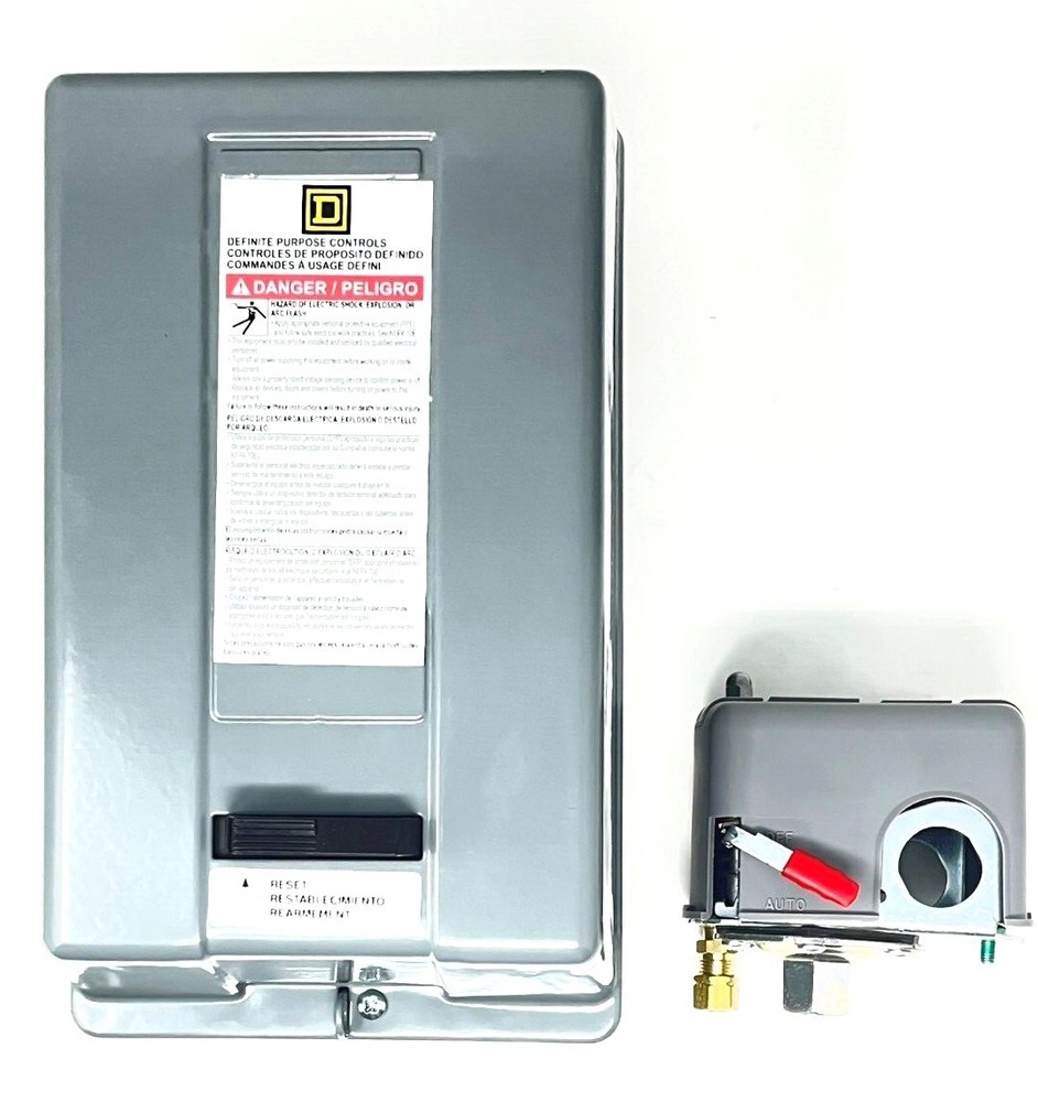 SQUARE D MAG STARTER & PRESSURE SWITCH 175 PSI 5HP SINGLE PHASE 208 / 240 VOLT