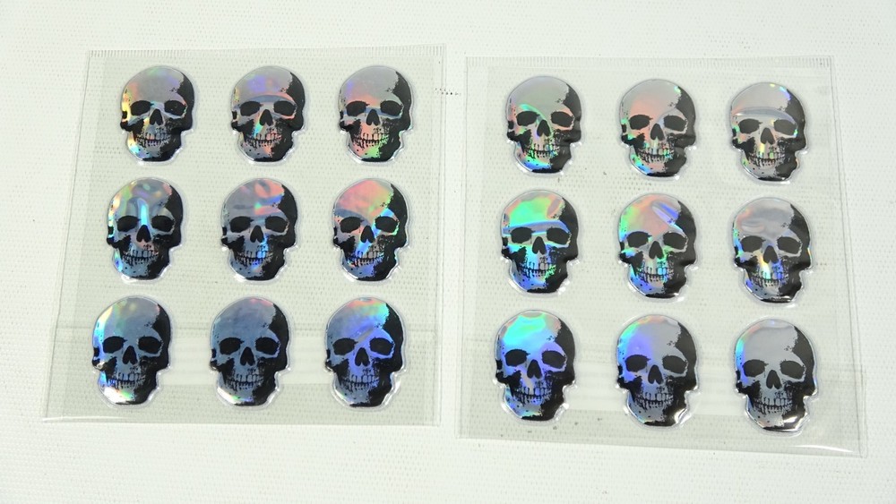 2 Sheets Halloween Silver Puffy Skeleton 18 Stickers