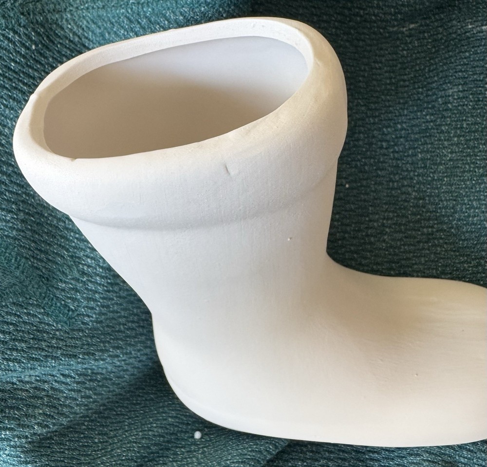 Ceramic Bisque Boot Mold Ready To Paint 6” High