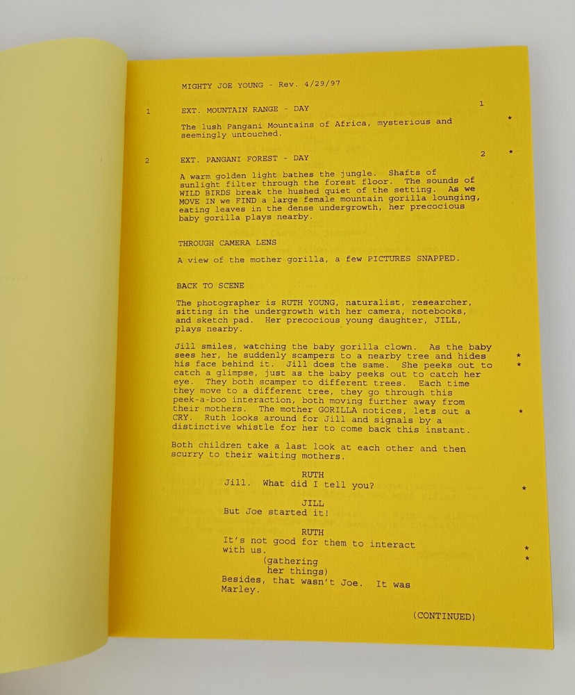 Mighty Joe Young Original Script with multiple revision page colors