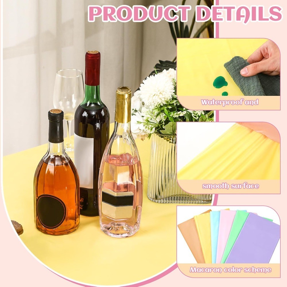 Rainbow Pastel Plastic Tablecloths 12 Pack Disposable Rectangular Table Covers