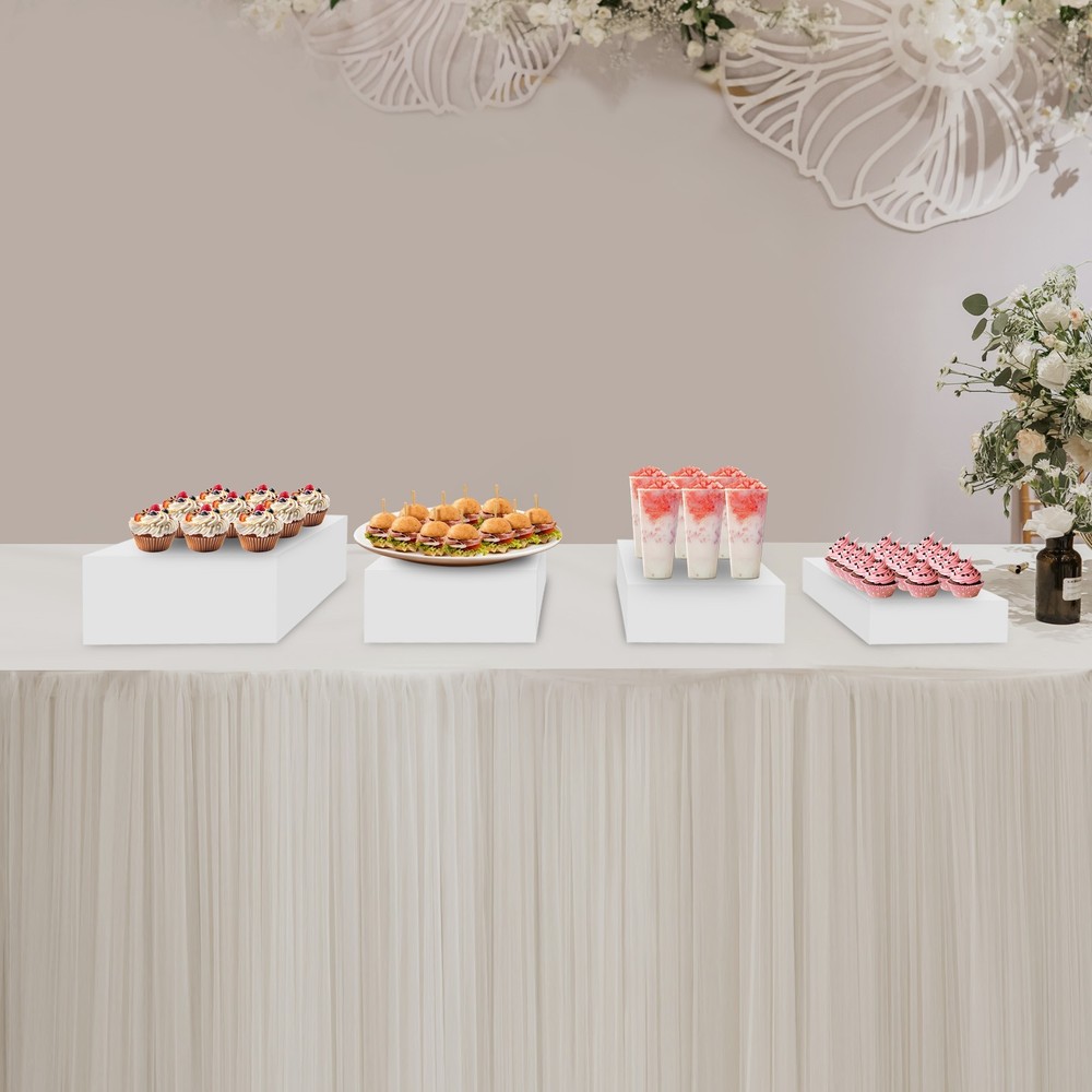 White Acrylic Display Stands, Buffet Risers, Acrylic Nesting Stands Durable 4Pcs