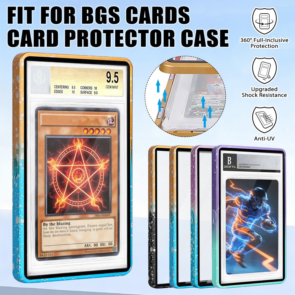 STACKABLE Metal Frame Card Storage Case for BGS 35pt Graded Cards Gradient Color