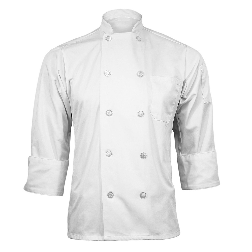 White Long Sleeve Button Chef Coat/Jacket - Unisex - Medium