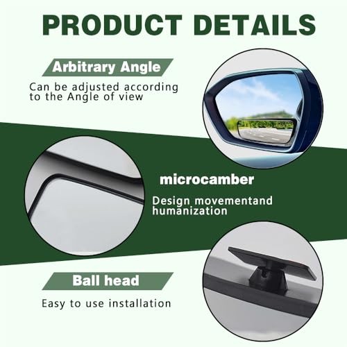 2PCS Blind Spot Mirror, HD Convex Wide Angle Looking Glass, Rectangular Wide