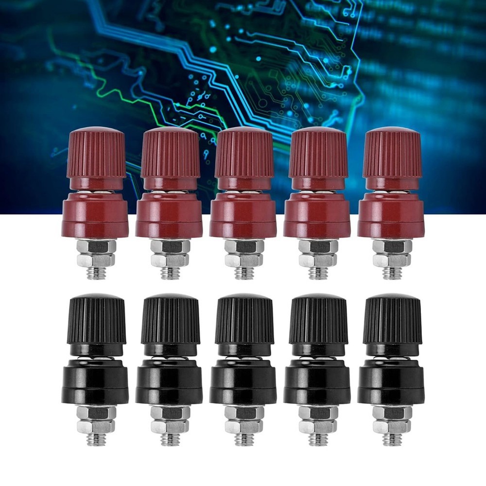 5 Pairs Brass Plated Binding Posts, M6 Thread Terminal, Wide Application,4312