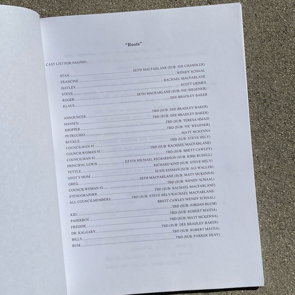 American Dad Scott Grimes Steve Smith 2014 Production Used Table Draft Script