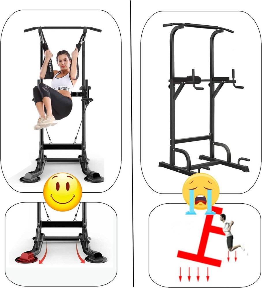 Power Tower Dip Station Pull Up Bar Exercise Tower Adjustable Pull Up Station
