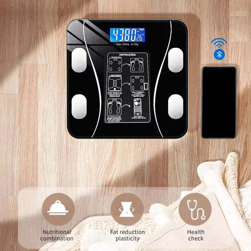 Body Fat Digital Bathroom Smart Scale with Bluetooth Technology Black
