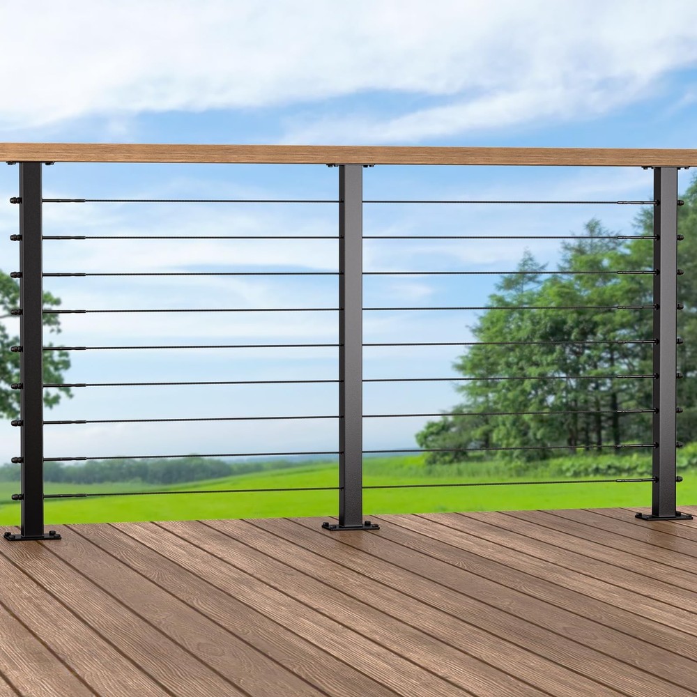 2 Pack Stainless Steel Cable Railing Post(2"×2") with 1/8 Cable Railing Kit