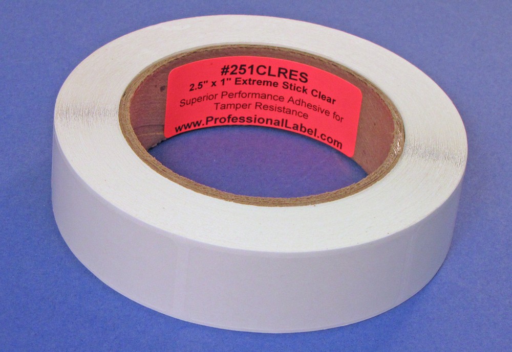 Clear Extreme Stick Adhesive Rectangular Labels 2.5" x 1" 500 Roll #251CLRES