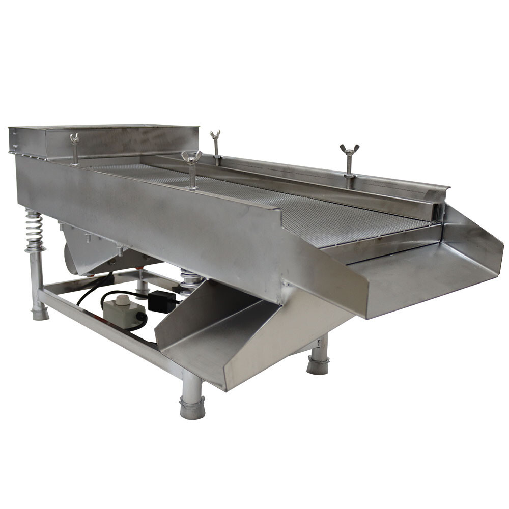 220V Stainless Steel Linear Vibrating Screen Sieve w/2mm Screen Single Layer
