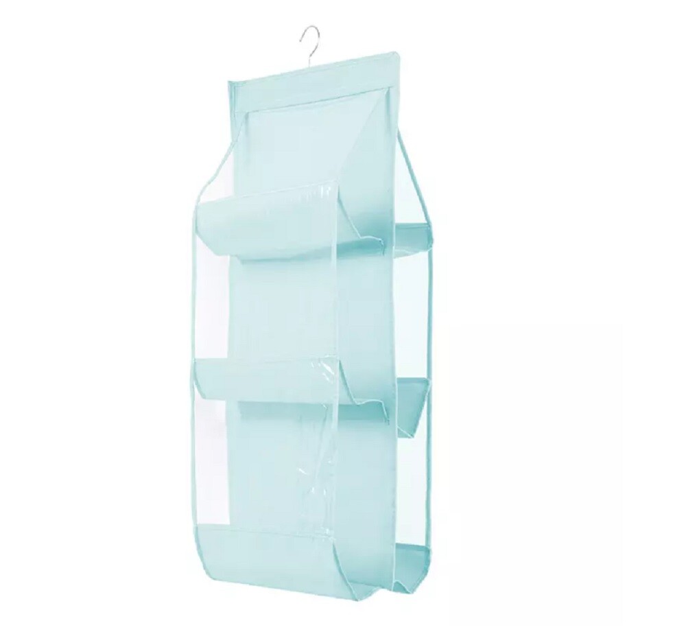 Hanging Handbag Organizer for Wardrobe - 6 Pocket Shelf Bag Storage Holder