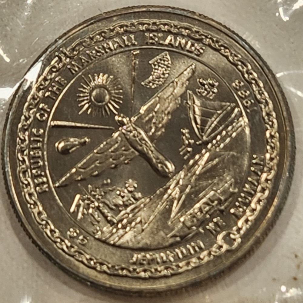 1988 Marshall Islands Space Shuttle Discovery $5 Dollar UNC Sealed Coin Explore!