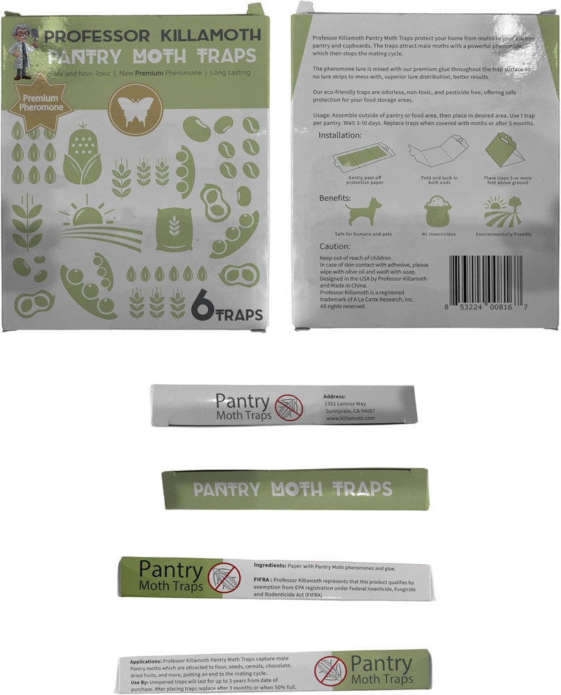 Triple-Strength Pantry Moth Traps 6 Pack – Safe Pheromone Moth Traps for House &