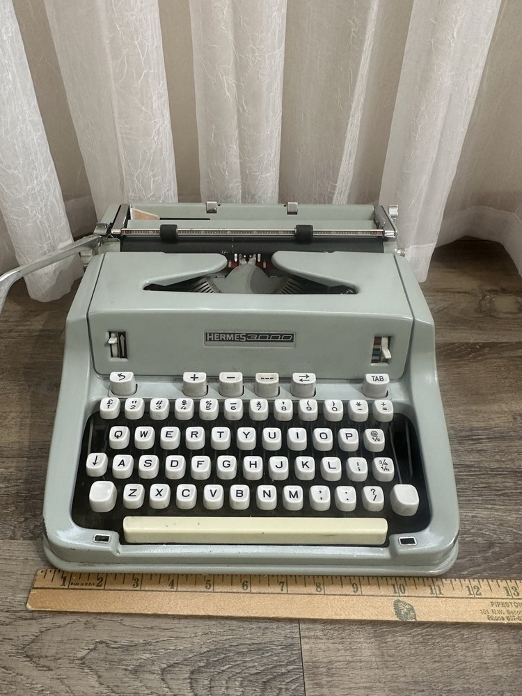 Hermes 3000 Portable Typewriter With Case Seafoam Green