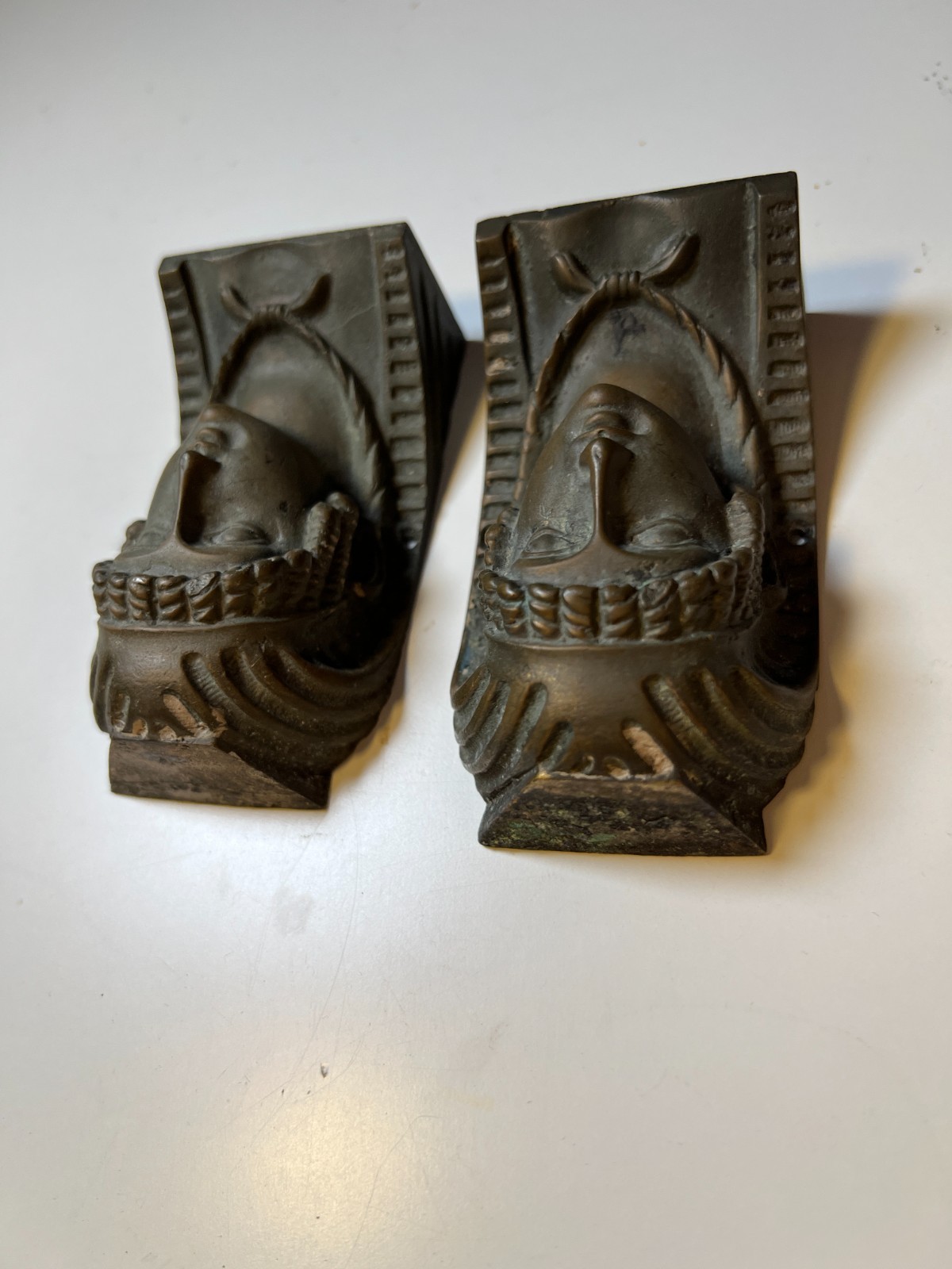 2: Antique Cast Brass Egyptian Revival Furniture Mounts Architectural Appliques