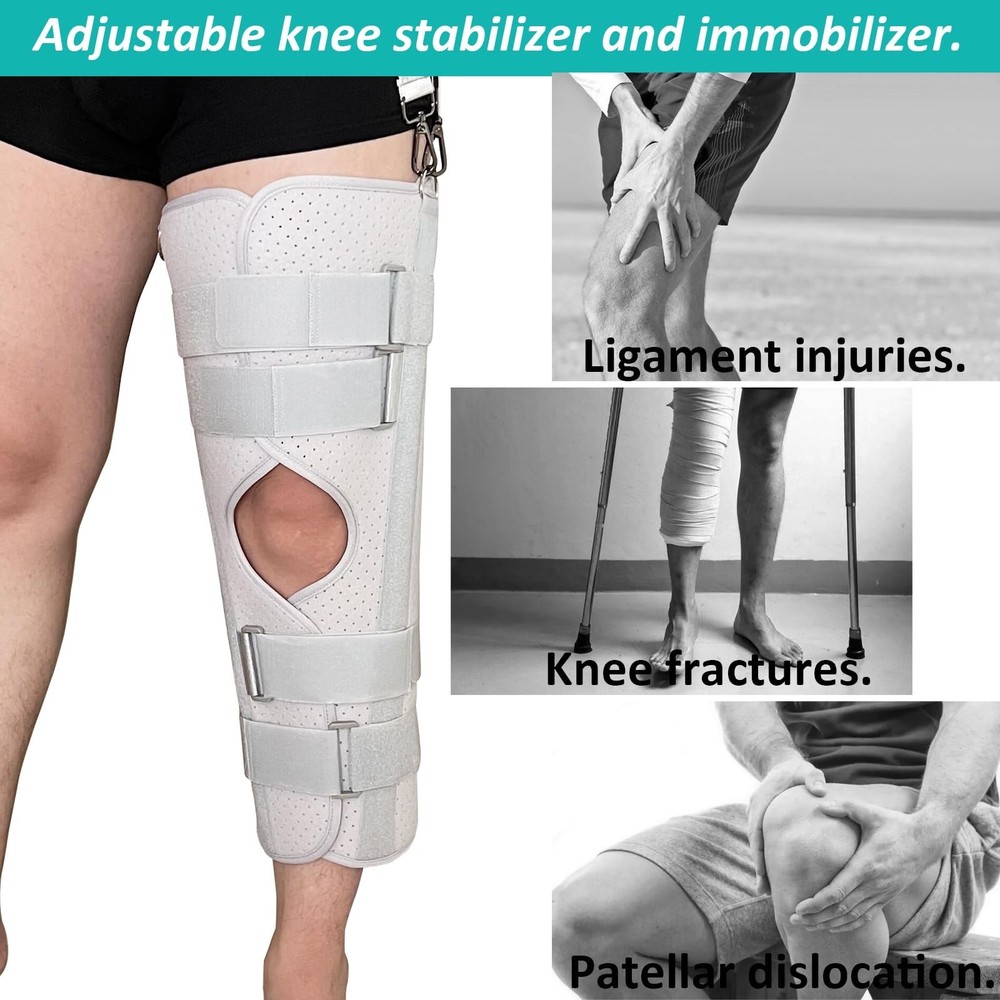 Three-Panel Knee Immobilizer & Knee Stabilizer - Leg Support Splint for Knee ...