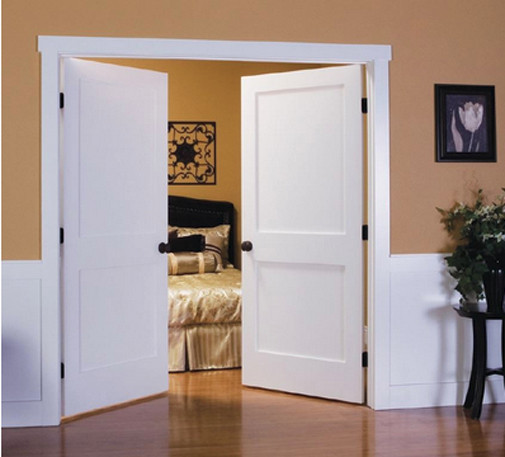 2 Flat Panel Primed Mission Shaker Stile & Rail Solid Core Door Slabs 8ft Height